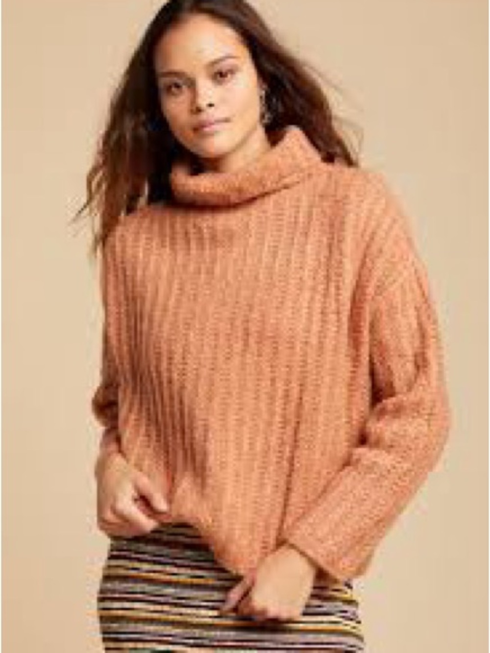 Free People Fluffy Fox Oversized Turtleneck Sweater – Size M